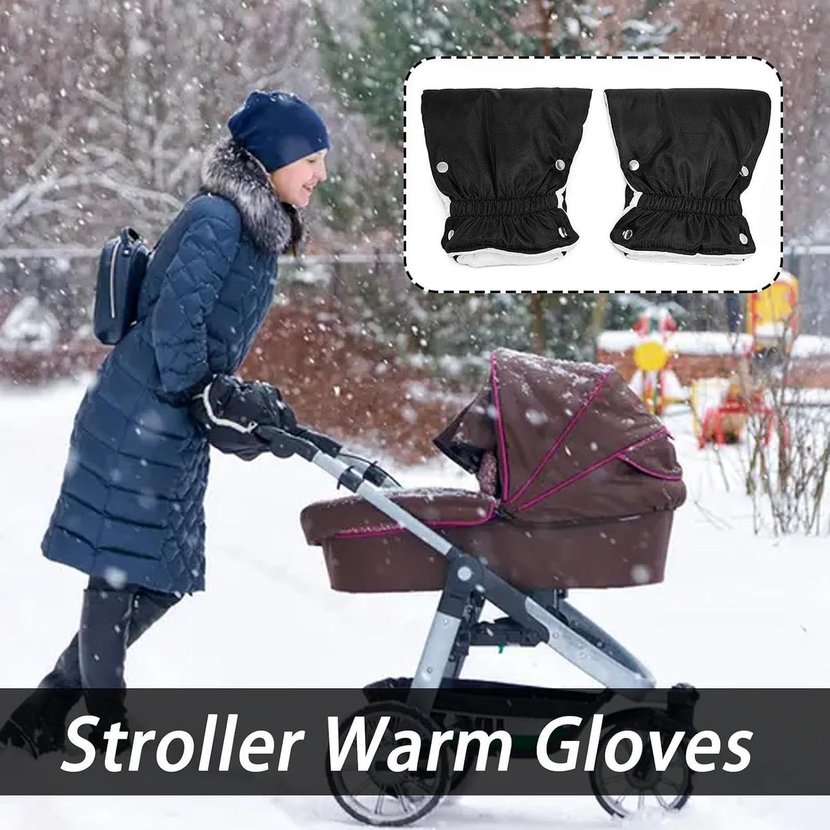 Stroller Mittens Sturdy – Non Slip Adjustable Thick Muffs Travel Winte