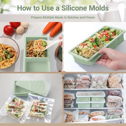 Silicone Freezer Tray with Lid – 2-Cup Soup Freezer Container Molds, Large Ice Cube Trays for Freezing Soup, Sauce & Broth, Meal Prep & Food Storage – Oven & Dishwasher Safe, 2-Pack