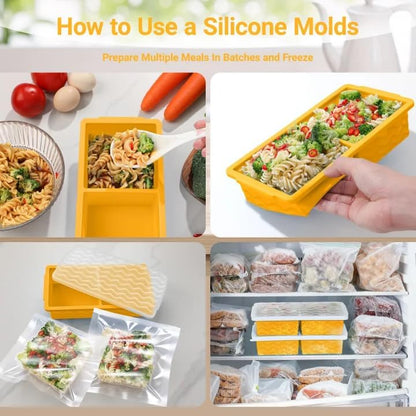 Silicone Freezer Tray with Lid – 2-Cup Soup Freezer Container Molds, Large Ice Cube Trays for Freezing Soup, Sauce & Broth, Meal Prep & Food Storage – Oven & Dishwasher Safe, 2-Pack