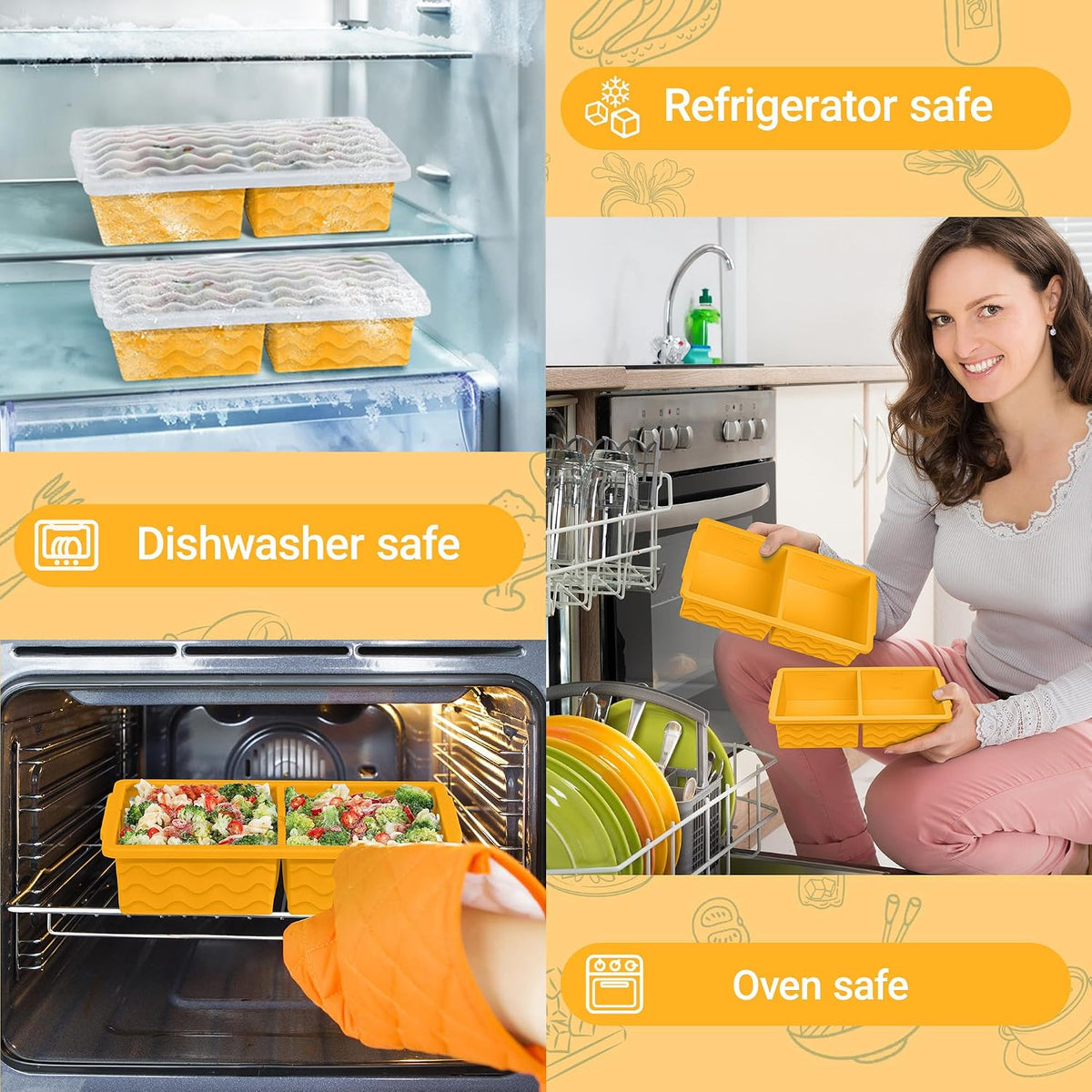 Silicone Freezer Tray with Lid – 2-Cup Soup Freezer Container Molds, Large Ice Cube Trays for Freezing Soup, Sauce & Broth, Meal Prep & Food Storage – Oven & Dishwasher Safe, 2-Pack