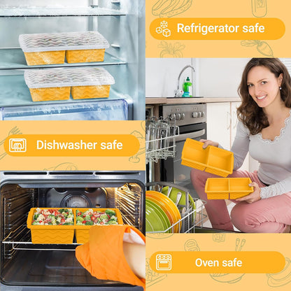 Silicone Freezer Tray with Lid – 2-Cup Soup Freezer Container Molds, Large Ice Cube Trays for Freezing Soup, Sauce & Broth, Meal Prep & Food Storage – Oven & Dishwasher Safe, 2-Pack