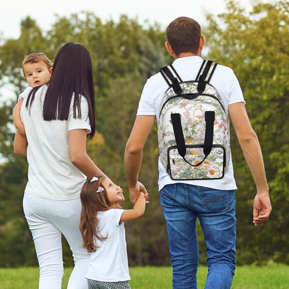 Flowers Leaf Green Diaper Bag Backpack for Travel, Waterproof Diaper Bag with Insulated Bottle Pockets & USB Port, Large Capacity Baby Bag for Moms & Dads