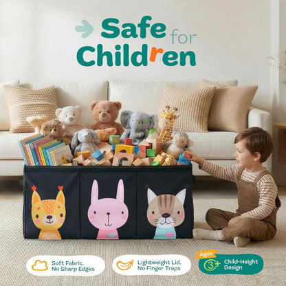 Extra Large Toy Storage Organizer with Lid - Sturdy, Collapsible Toy Chest Storage Box Design - Toys Bin with Dividers for Kids, Nursery, Bedroom, Playroom 37"x16"x14"