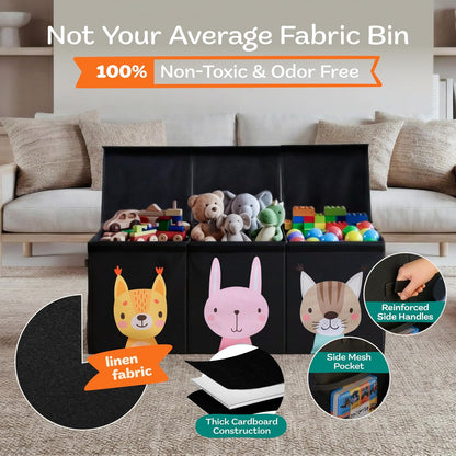 Extra Large Toy Storage Organizer with Lid - Sturdy, Collapsible Toy Chest Storage Box Design - Toys Bin with Dividers for Kids, Nursery, Bedroom, Playroom 37"x16"x14"