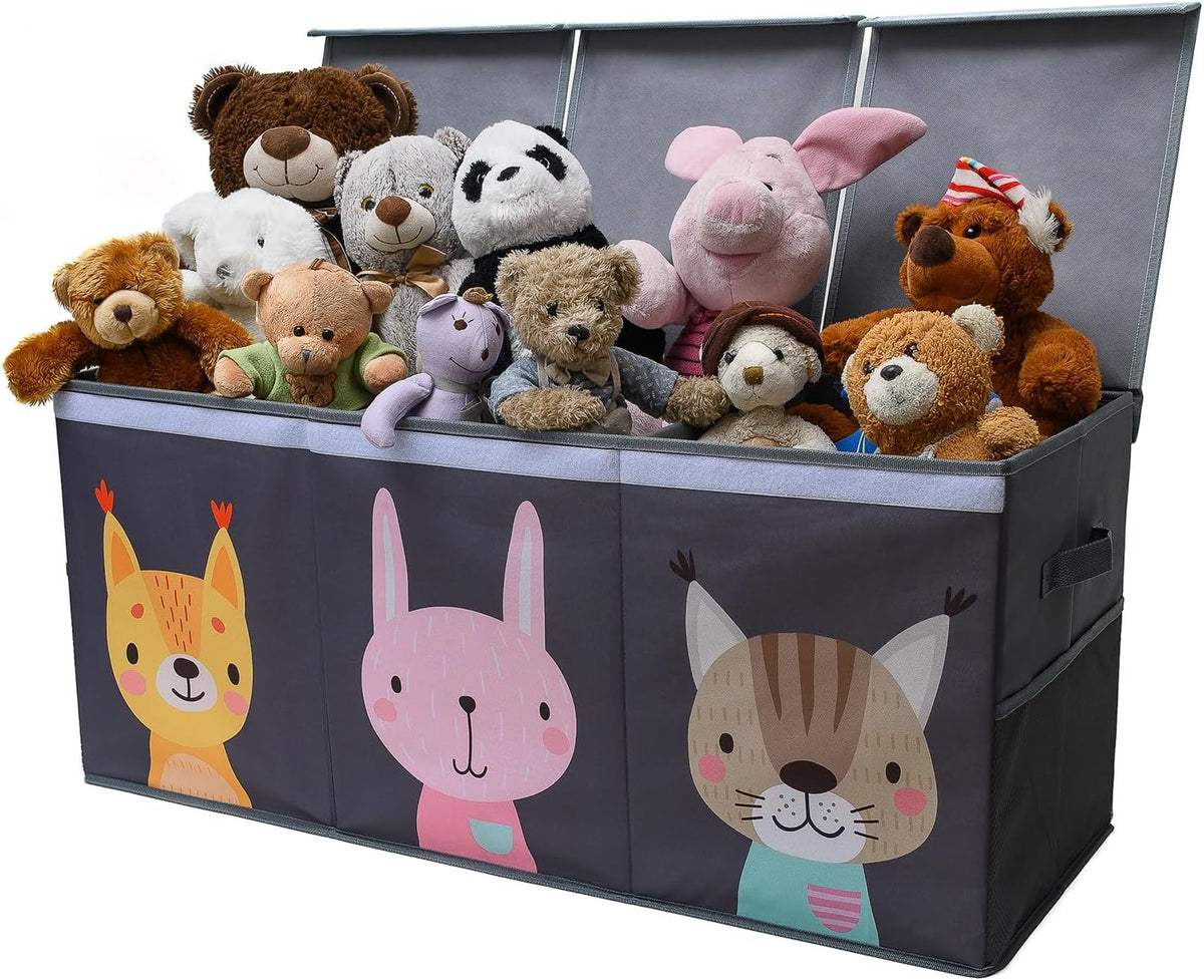 Extra Large Toy Storage Organizer with Lid - Sturdy, Collapsible Toy Chest Storage Box Design - Toys Bin with Dividers for Kids, Nursery, Bedroom, Playroom 37"x16"x14"