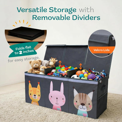 Extra Large Toy Storage Organizer with Lid - Sturdy, Collapsible Toy Chest Storage Box Design - Toys Bin with Dividers for Kids, Nursery, Bedroom, Playroom 37"x16"x14"