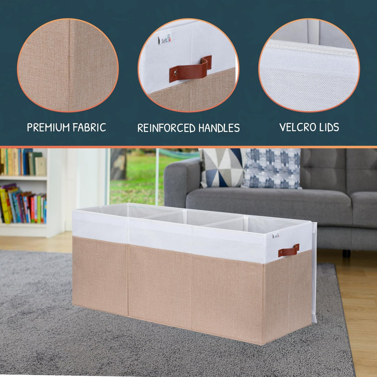 Extra Large Toy Storage Organizer with Lid - Sturdy, Collapsible Toy Chest Storage Box Design - Toys Bin with Dividers for Kids, Nursery, Bedroom, Playroom 37"x16"x14"