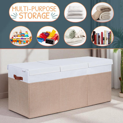 Extra Large Toy Storage Organizer with Lid - Sturdy, Collapsible Toy Chest Storage Box Design - Toys Bin with Dividers for Kids, Nursery, Bedroom, Playroom 37"x16"x14"
