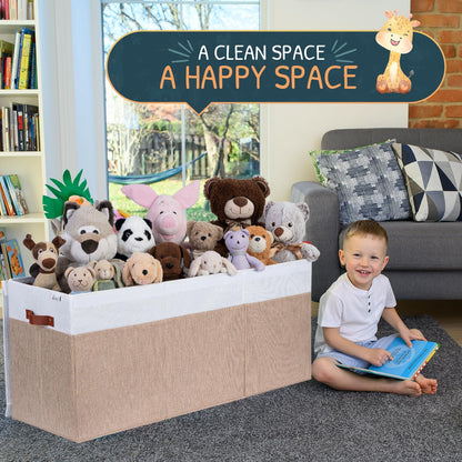 Extra Large Toy Storage Organizer with Lid - Sturdy, Collapsible Toy Chest Storage Box Design - Toys Bin with Dividers for Kids, Nursery, Bedroom, Playroom 37"x16"x14"