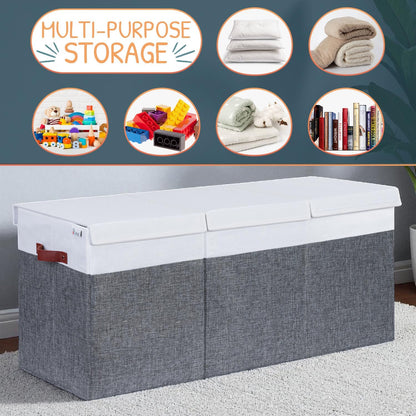 Extra Large Toy Storage Organizer with Lid - Sturdy, Collapsible Toy Chest Storage Box Design - Toys Bin with Dividers for Kids, Nursery, Bedroom, Playroom 37"x16"x14"