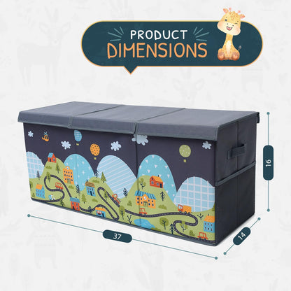 Extra Large Toy Storage Organizer with Lid - Sturdy, Collapsible Toy Chest Storage Box Design - Toys Bin with Dividers for Kids, Nursery, Bedroom, Playroom 37"x16"x14"