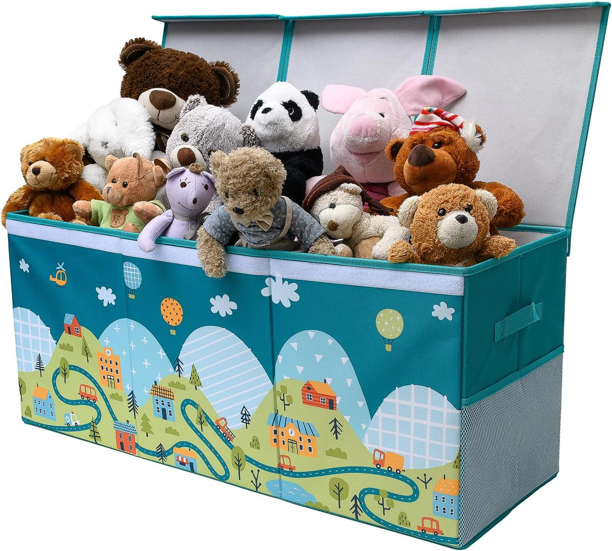 Extra Large Toy Storage Organizer with Lid - Sturdy, Collapsible Toy Chest Storage Box Design - Toys Bin with Dividers for Kids, Nursery, Bedroom, Playroom 37"x16"x14"