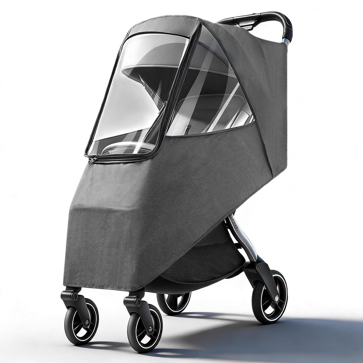 Universal Stroller Rain Cover, Toddler Travel Weather Windproof Stroller Cover Coldproof Cover with Breathable Transparent Fabric for Most Strollers Pushchairs (Linen Blue)