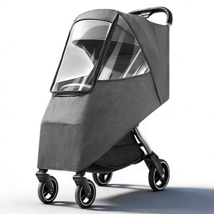 Universal Stroller Rain Cover, Toddler Travel Weather Windproof Stroller Cover Coldproof Cover with Breathable Transparent Fabric for Most Strollers Pushchairs (Linen Blue)