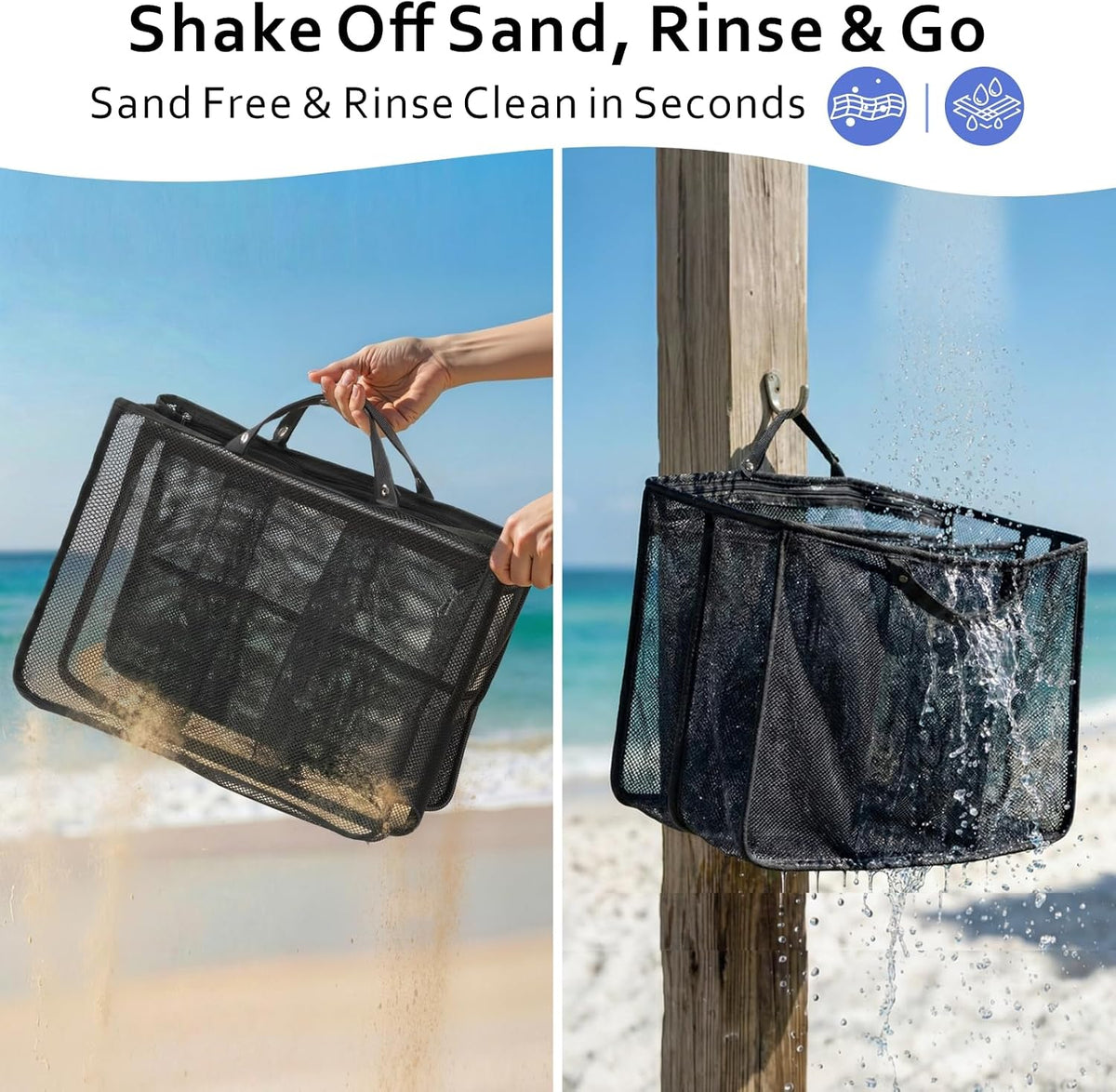Beach Bag Organizer Insert - Mesh Tote Divider with Pockets, Pink