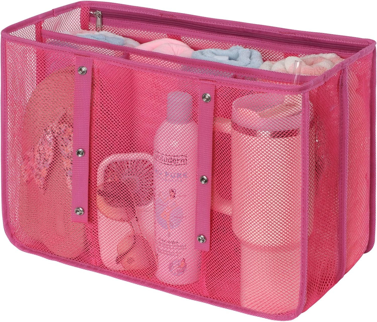 Beach Bag Organizer Insert - Mesh Tote Divider with Pockets, Pink