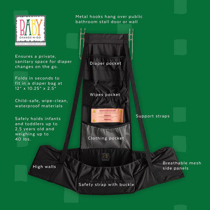 Travel Diaper Changing Station, Folds to fit in your diaper bag, Black