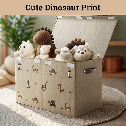 Collapsible Toy Storage Box w/ Handles, Removable Divider & Detachable Lid