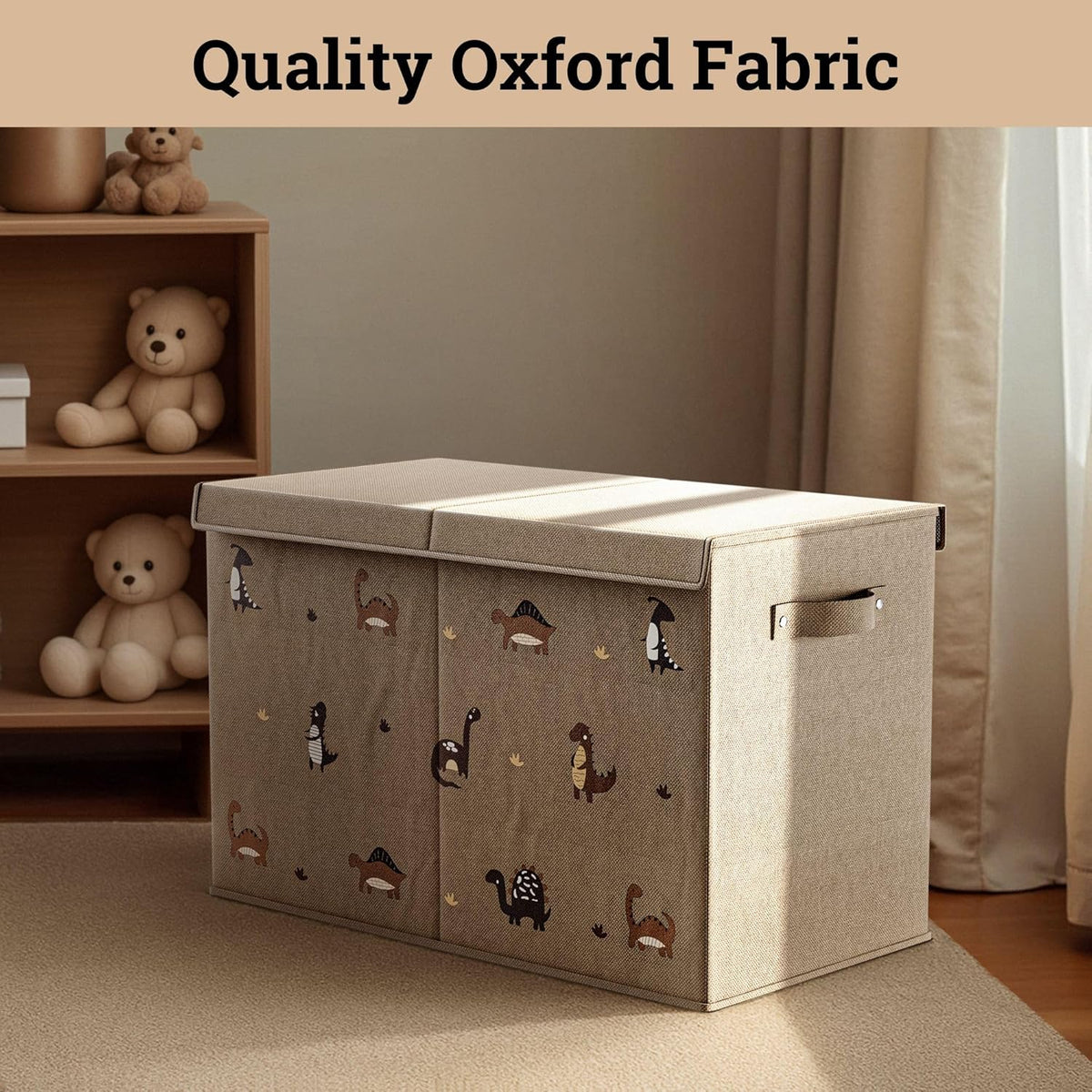 Collapsible Toy Storage Box w/ Handles, Removable Divider & Detachable Lid
