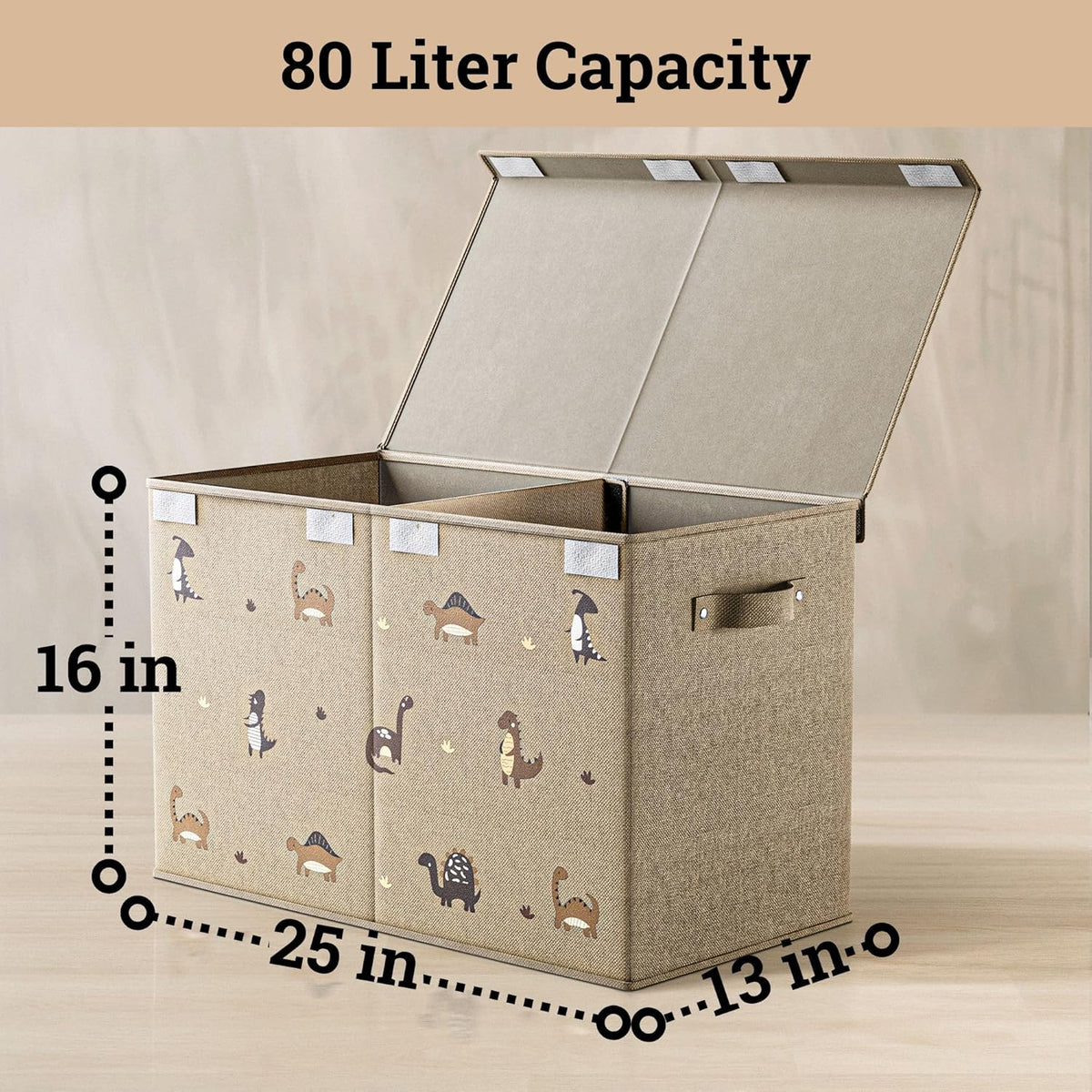 Collapsible Toy Storage Box w/ Handles, Removable Divider & Detachable Lid