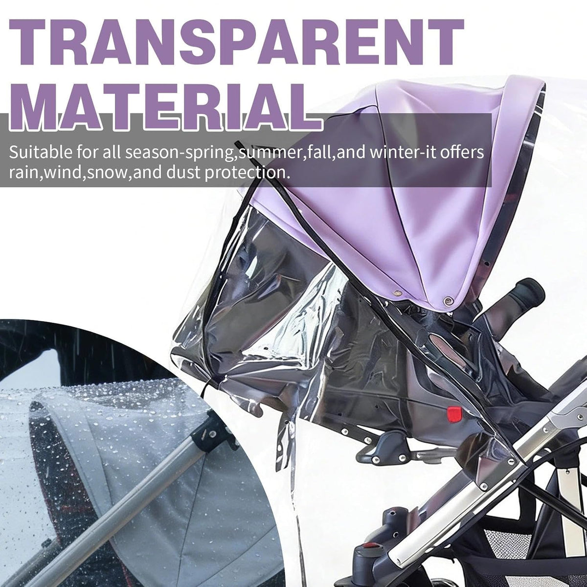 Weather Shield for Double Stroller Raincoat Universal Size Side by Side Baby Umbrella Stroller Rain Cover Scooter Twin Wind Shield Waterproof Jogger City