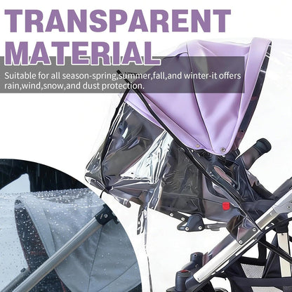 Weather Shield for Double Stroller Raincoat Universal Size Side by Side Baby Umbrella Stroller Rain Cover Scooter Twin Wind Shield Waterproof Jogger City