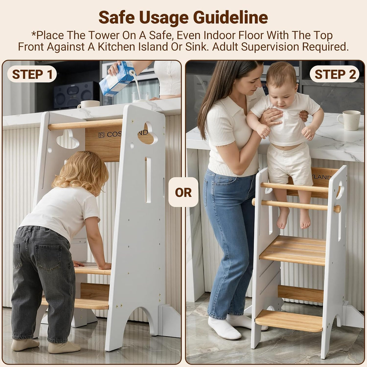 Toddler Tower Toddler Standing Kitchen Stool (NO Wide Back Panel)