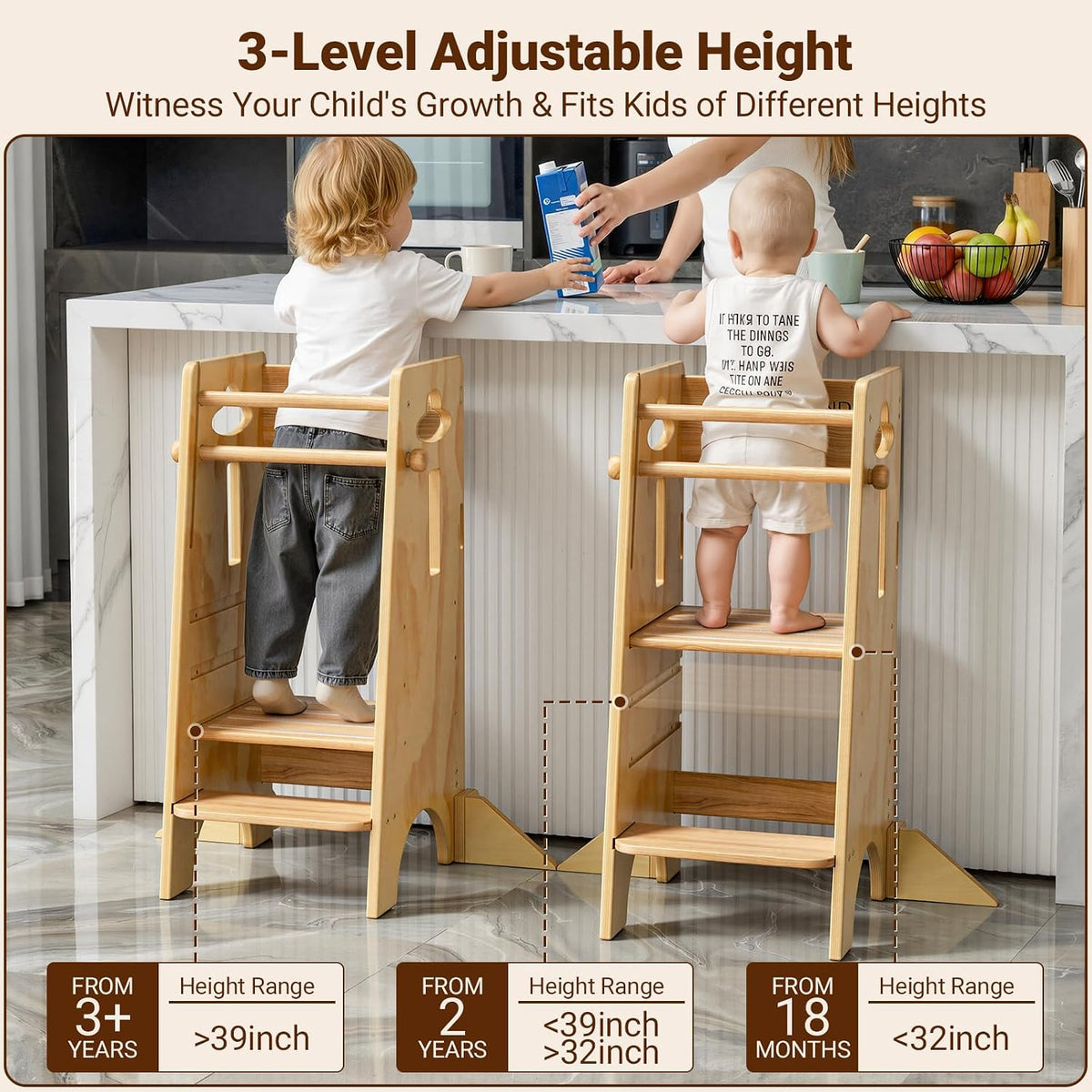 Toddler Tower Toddler Standing Kitchen Stool (NO Wide Back Panel)