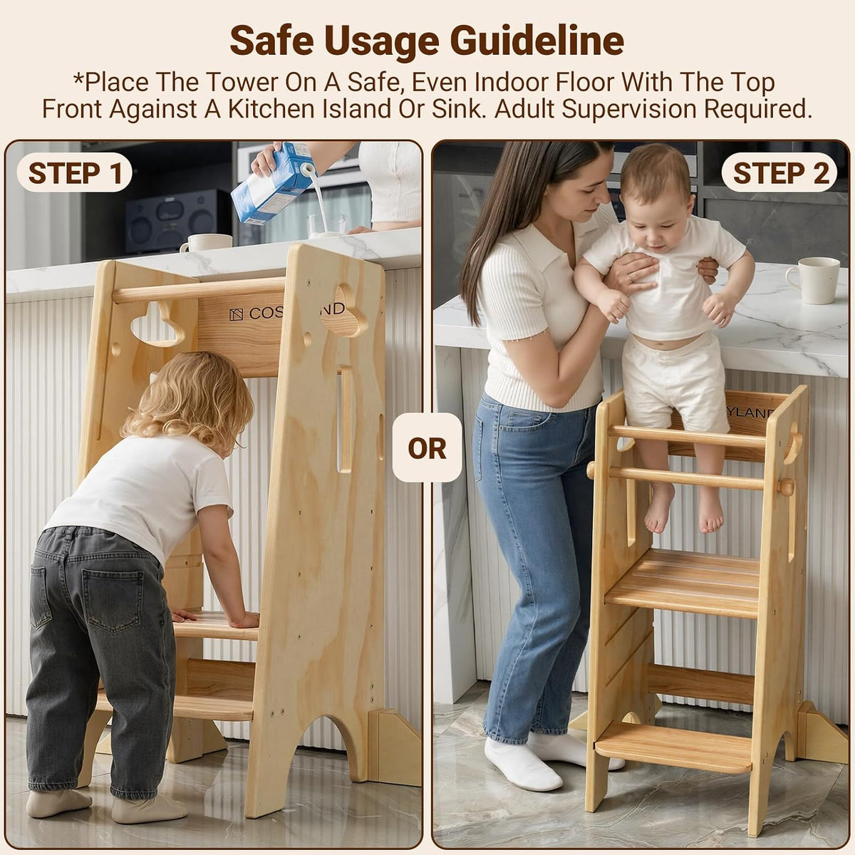Toddler Tower Toddler Standing Kitchen Stool (NO Wide Back Panel)