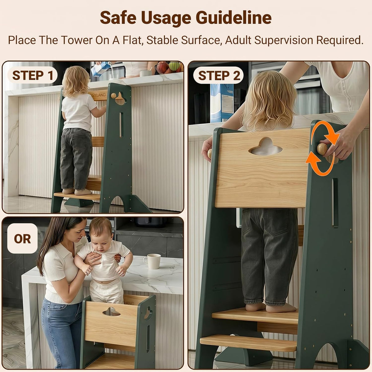 Toddler Tower Toddler Standing Kitchen Stool (NO Wide Back Panel)