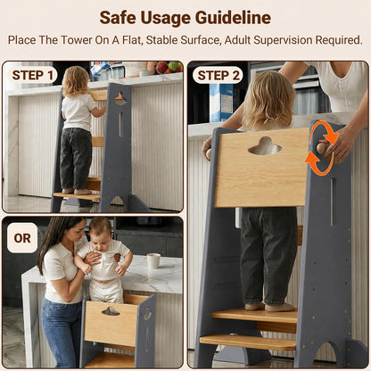 Toddler Tower Toddler Standing Kitchen Stool (NO Wide Back Panel)