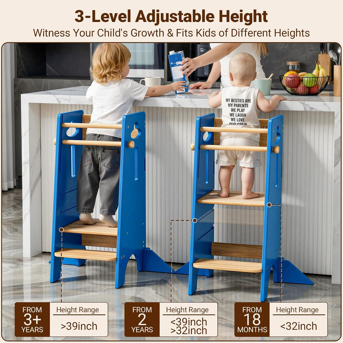 Toddler Tower Toddler Standing Kitchen Stool (NO Wide Back Panel)