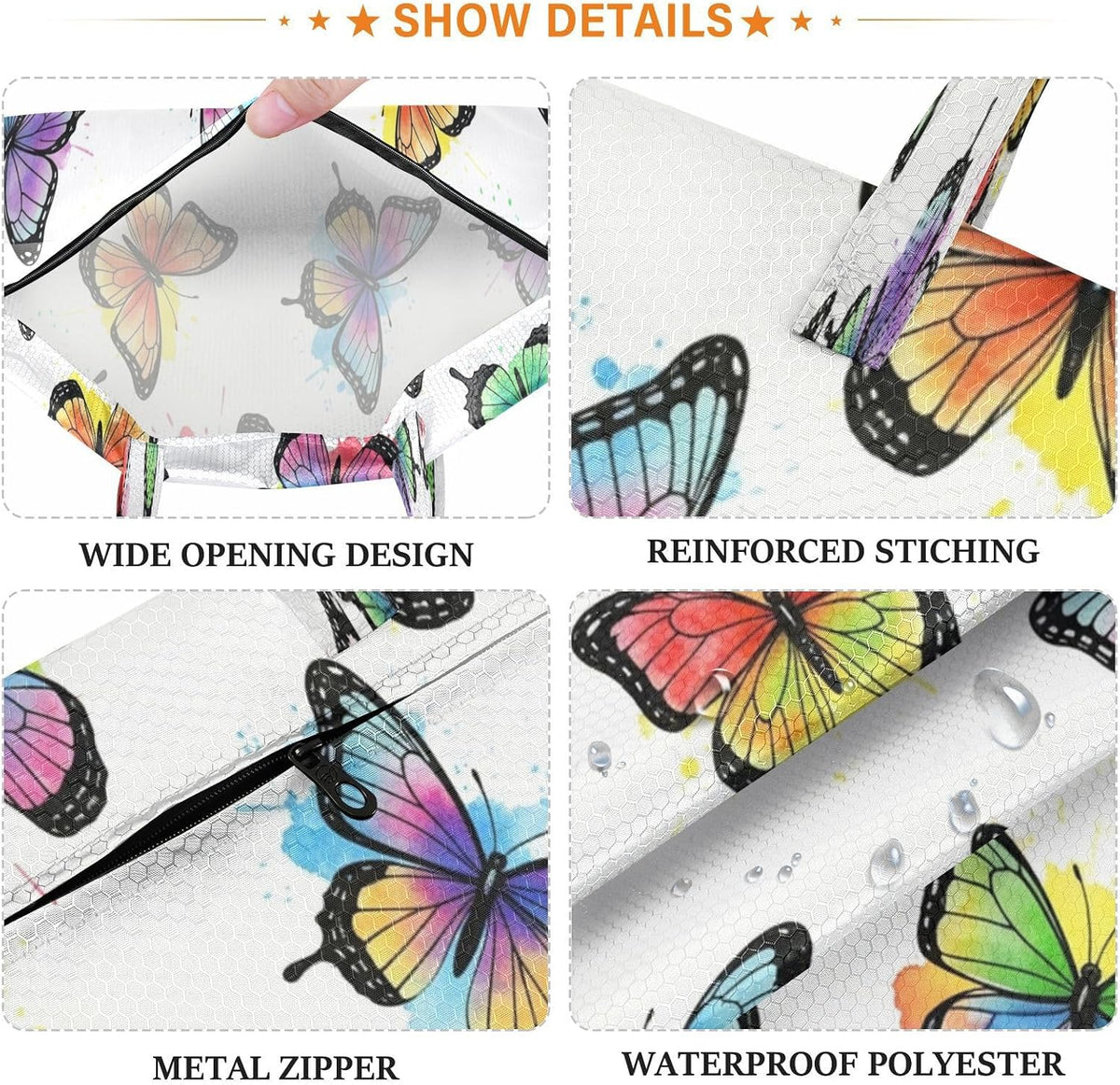 Butterflies Watercolor Waterproof Travel Laundry Bag Reusable Set of 2