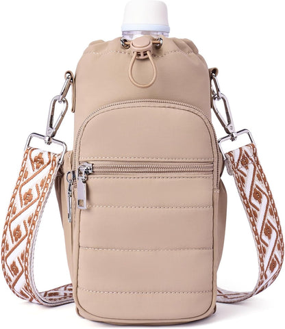 Water Bottle Bag 40 oz Crossbody Holder for Walking Hiking Insulated Carrier Purse with Adjustable Strap