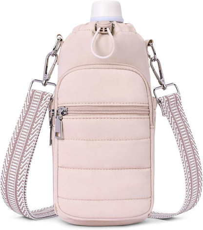 Water Bottle Bag 40 oz Crossbody Holder for Walking Hiking Insulated Carrier Purse with Adjustable Strap