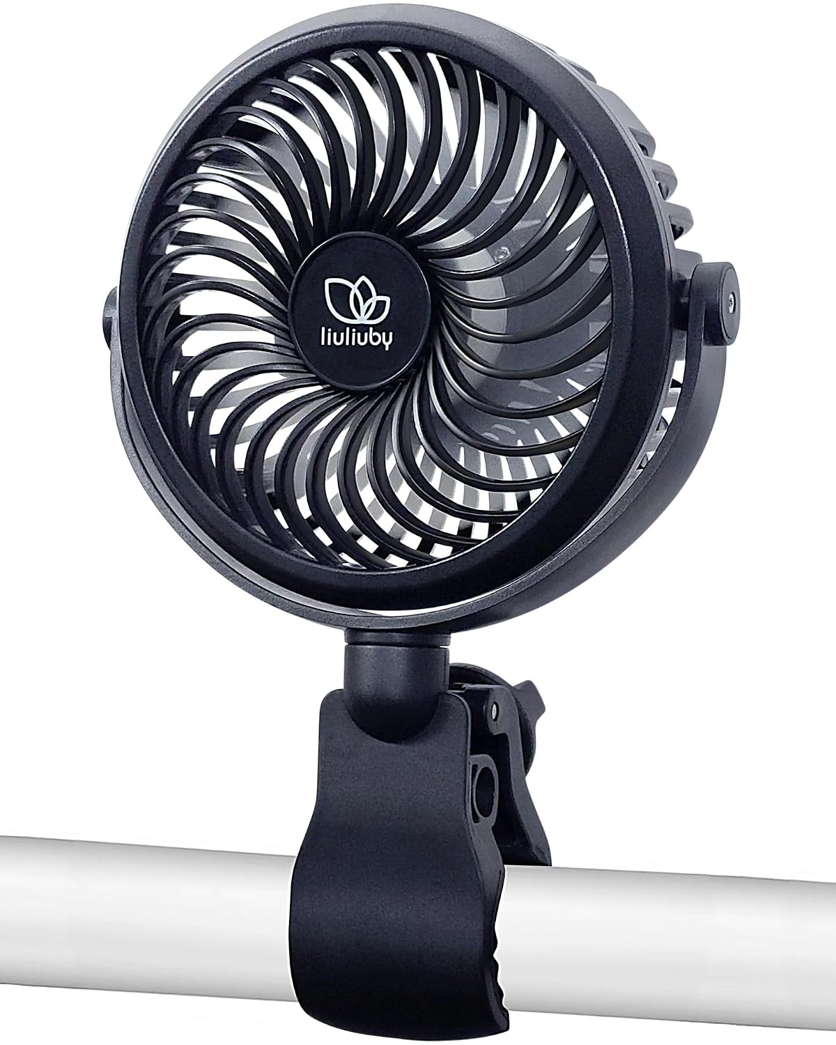Baby Stroller Fan with Clip | Clip On Fan for Baby Car Seat | Portable & Rechargeable with Durable Clamp | Stroller Accessories | Small Cooling USB Chargeable Battery (Jet Black)