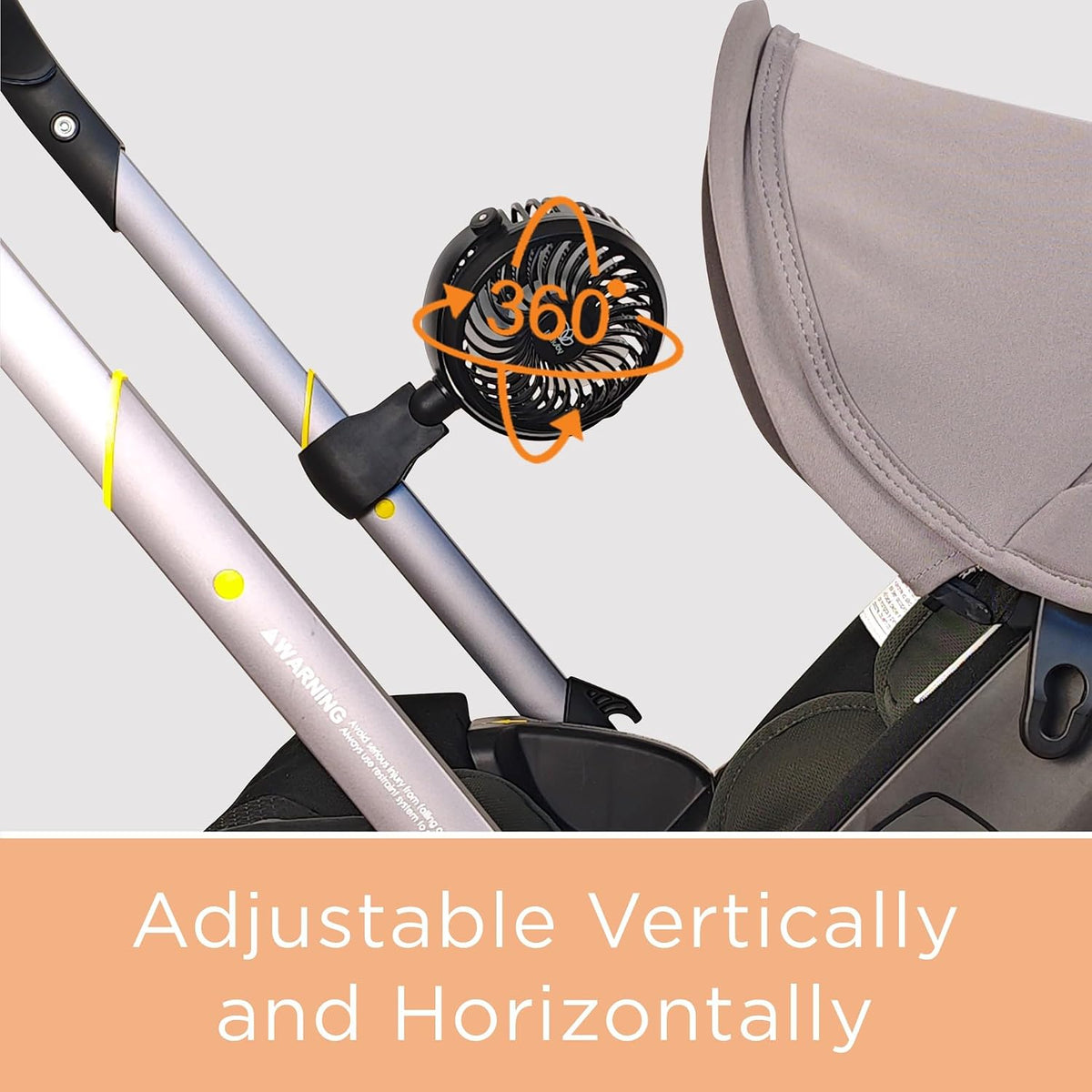 Baby Stroller Fan with Clip | Clip On Fan for Baby Car Seat | Portable & Rechargeable with Durable Clamp | Stroller Accessories | Small Cooling USB Chargeable Battery (Jet Black)