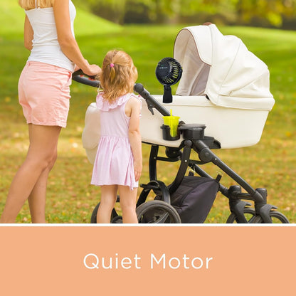 Baby Stroller Fan with Clip | Clip On Fan for Baby Car Seat | Portable & Rechargeable with Durable Clamp | Stroller Accessories | Small Cooling USB Chargeable Battery (Jet Black)