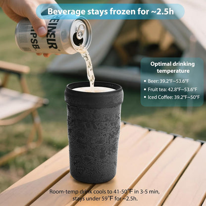 Iced Coffee Tumbler, 45℉ Insulated Beer Mug for Freezer, (Ice-Free) Double-walled Freezable Slushie Cup with Stainless Steel Liner, Travel Coffee Mug Reusable, with Lid and Straw, 16oz (1, Blue)