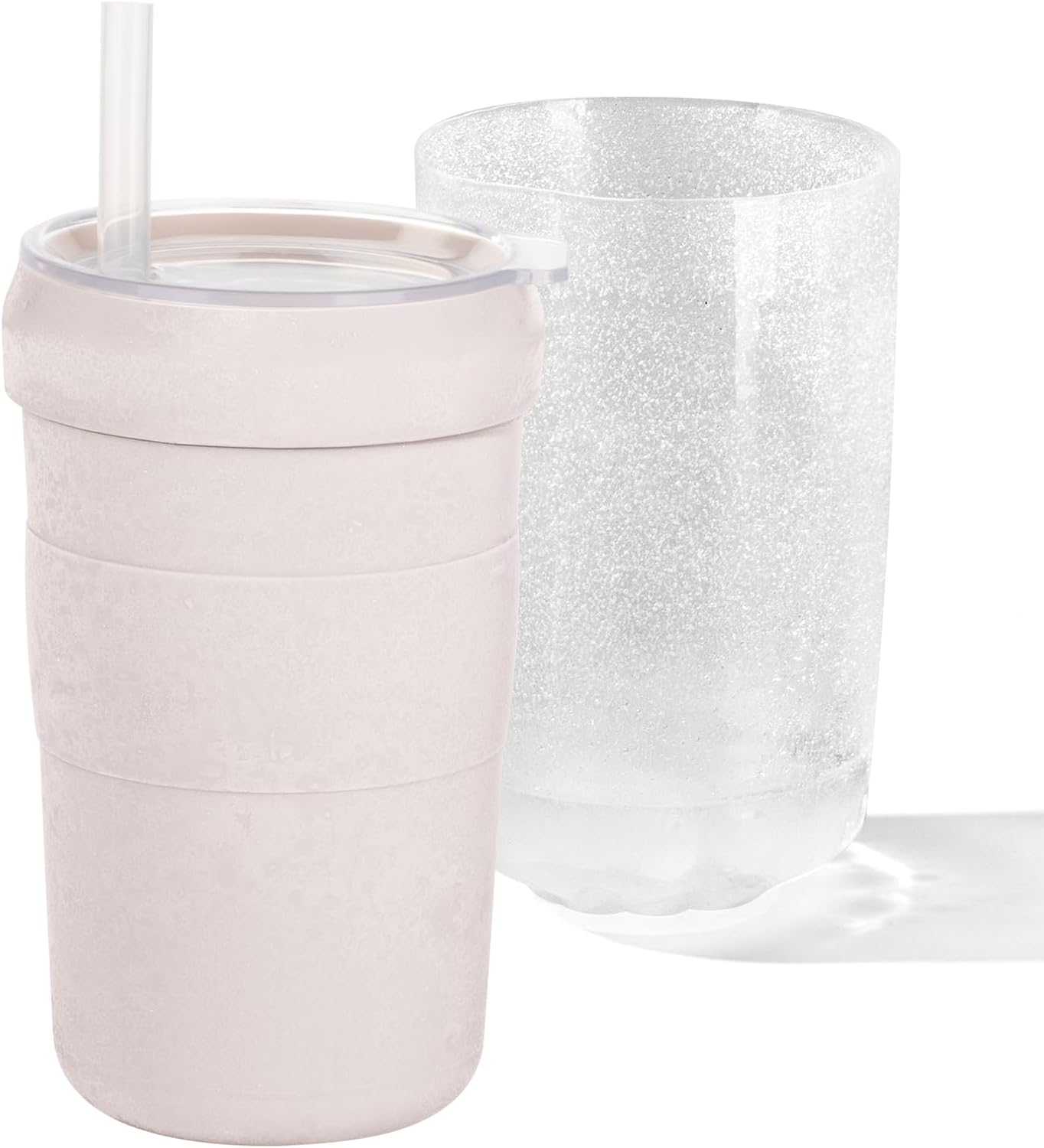 Iced Coffee Tumbler, 45℉ Insulated Beer Mug for Freezer, (Ice-Free) Double-walled Freezable Slushie Cup with Stainless Steel Liner, Travel Coffee Mug Reusable, with Lid and Straw, 16oz (1, Blue)