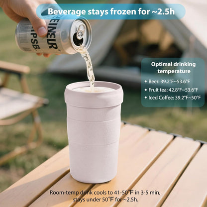 Iced Coffee Tumbler, 45℉ Insulated Beer Mug for Freezer, (Ice-Free) Double-walled Freezable Slushie Cup with Stainless Steel Liner, Travel Coffee Mug Reusable, with Lid and Straw, 16oz (1, Blue)
