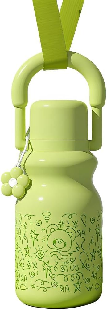 YJMOS 33.8 oz Insulated Water Bottle with Handle & Strap, 3-in-1 Lid with Cup & Straw, Cute Bear 316 Stainless Steel Thermal Flask, Leakproof Travel Jug for Hot & Cold Drinks, Gym, Office & School
