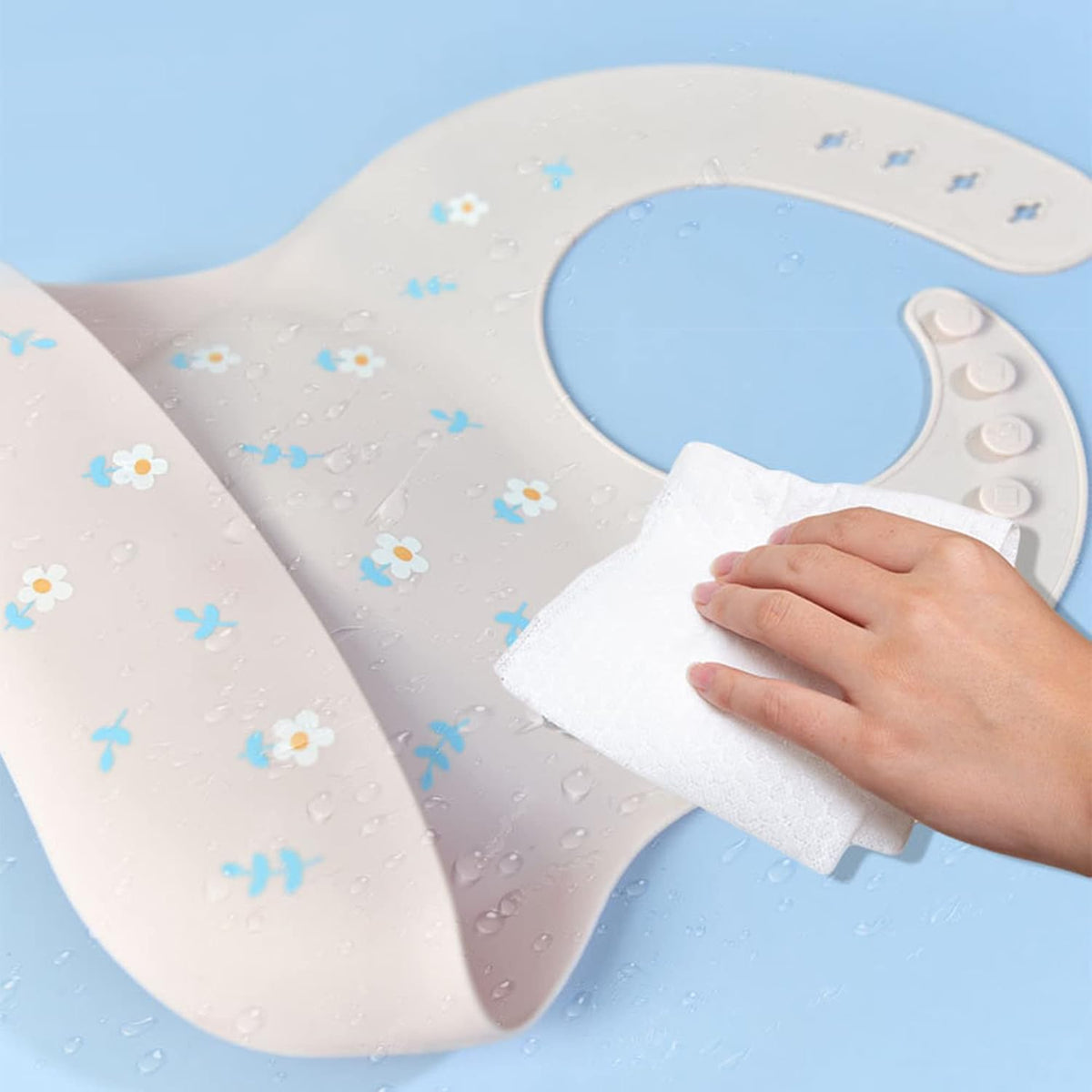 Silicone Bibs for Babies and Toddlers 2 Sets Feeding Bibs for Boy and Girl, Adjustable Soft Waterproof Bibs