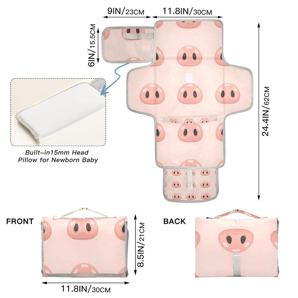 Pig Nose Print Portable Diaper Changing Pad Baby Gear