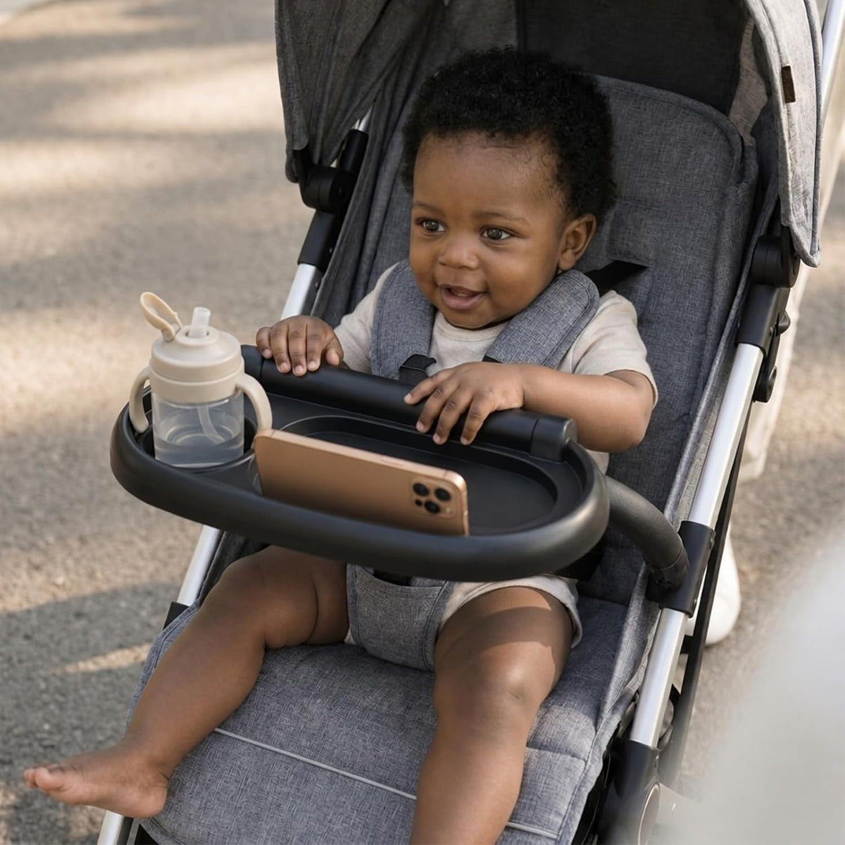 Universal Stroller Snack Tray with Cup Holder Attachment