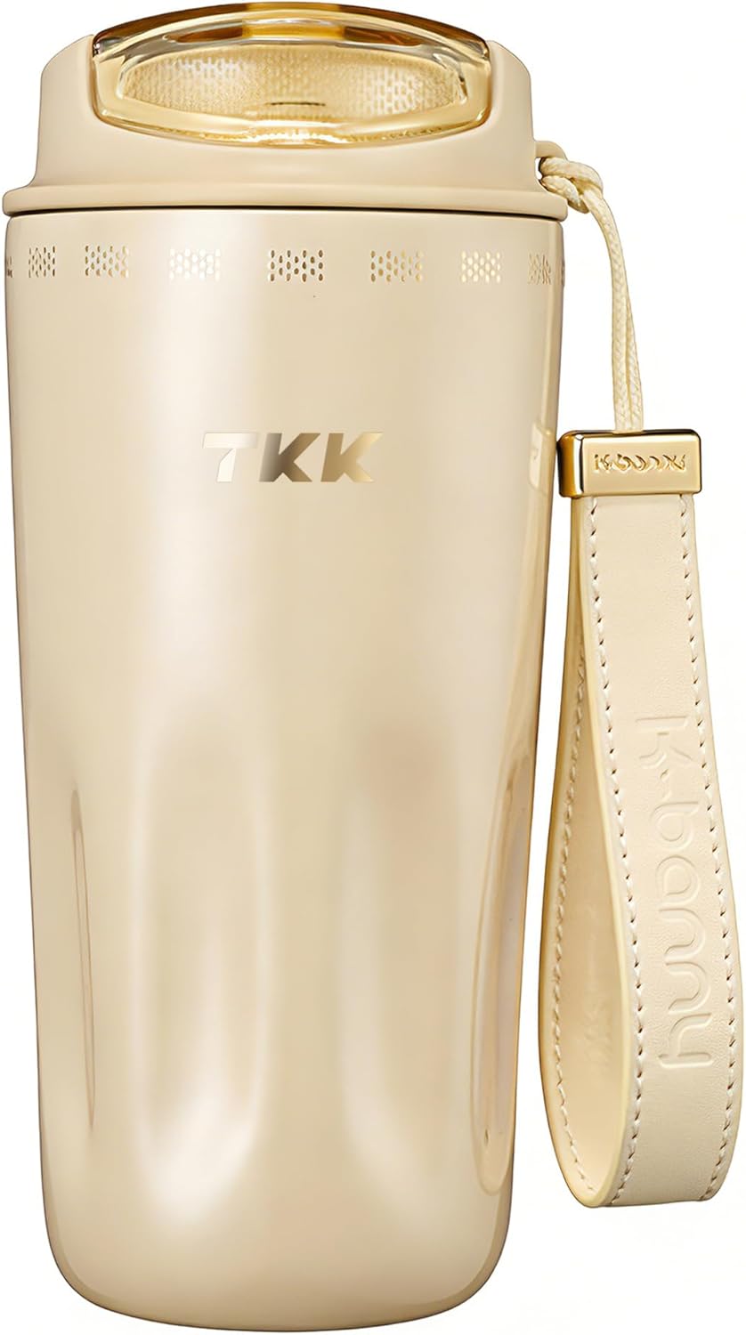 16oz Travel Coffee Mug, Ceramic Coated Interior, 316 Stainless Steel Liner, Leakproof Flip Lid, Vacuum Insulated Tumbler with Carry Strap, Reusable Cup for Hot & Cold Drinks