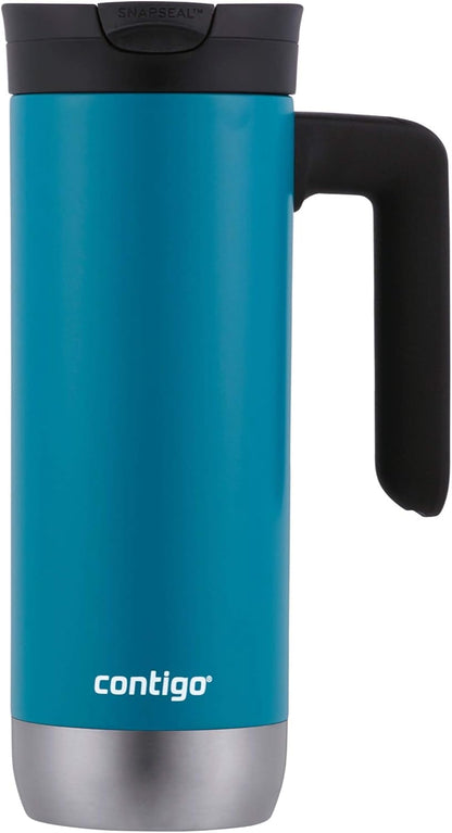 Superior 2.0 Stainless Steel Travel Mug with Handle Leak-Proof Lid Double-Wall Insulation for Hot & Cold Beverages, 20oz ,Dark Ice, Ideal for Commuting and Travel