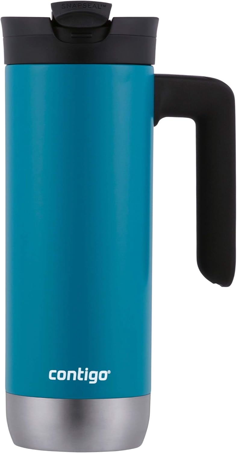 Superior 2.0 Stainless Steel Travel Mug with Handle Leak-Proof Lid Double-Wall Insulation for Hot & Cold Beverages, 20oz ,Dark Ice, Ideal for Commuting and Travel