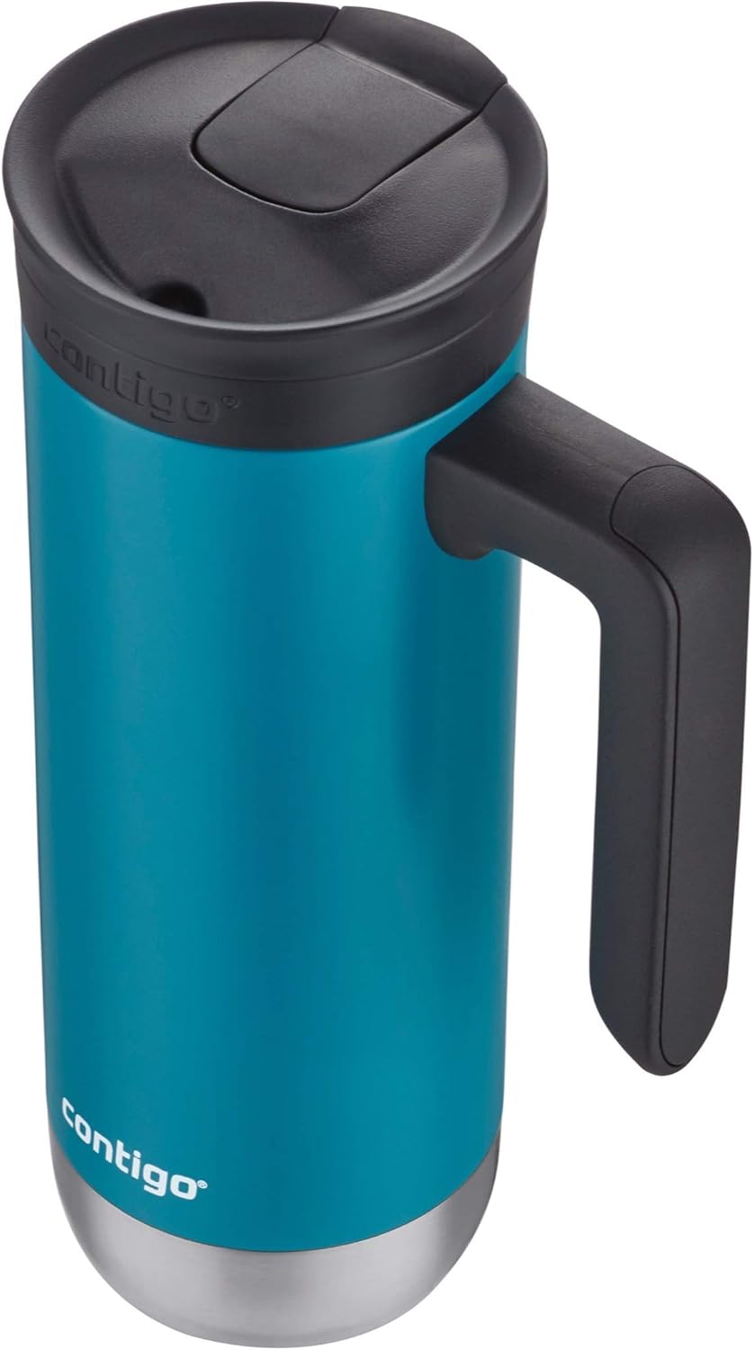Superior 2.0 Stainless Steel Travel Mug with Handle Leak-Proof Lid Double-Wall Insulation for Hot & Cold Beverages, 20oz ,Dark Ice, Ideal for Commuting and Travel