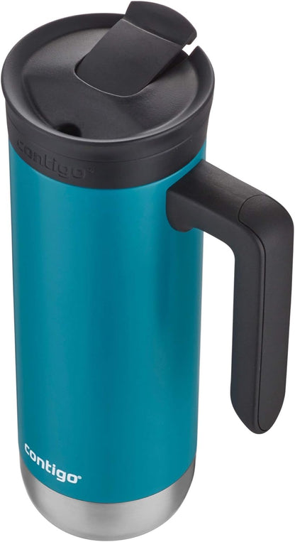 Superior 2.0 Stainless Steel Travel Mug with Handle Leak-Proof Lid Double-Wall Insulation for Hot & Cold Beverages, 20oz ,Dark Ice, Ideal for Commuting and Travel
